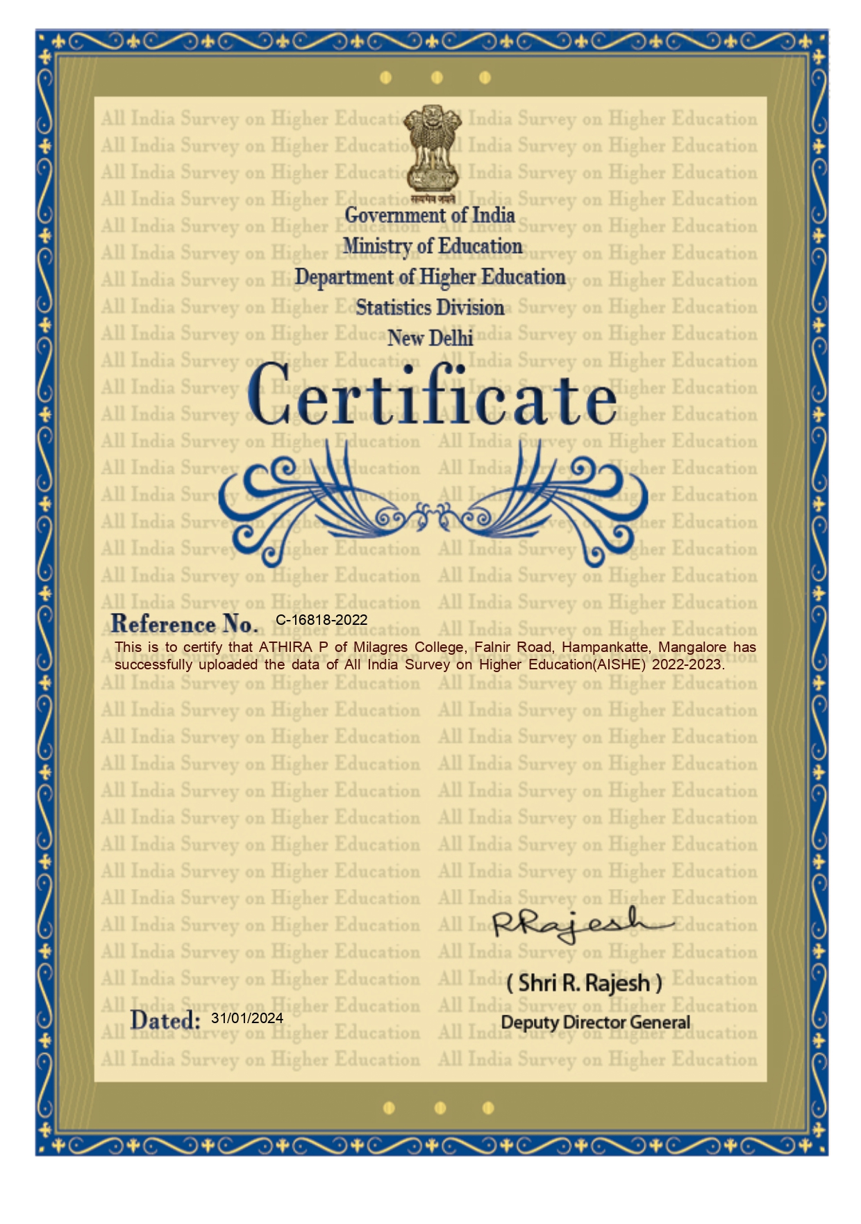 AICTE Certificate